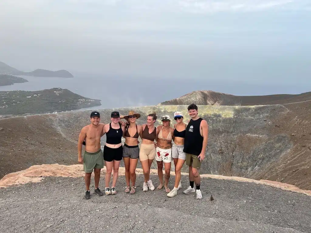 Group on Vulcano crater rim - Lowtide Sailing